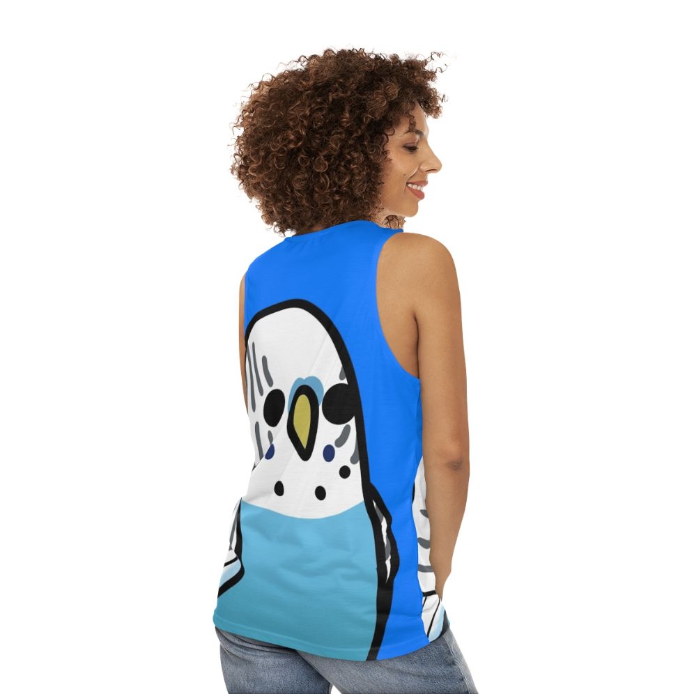 Unisex bird and budgie pattern tank top - women back