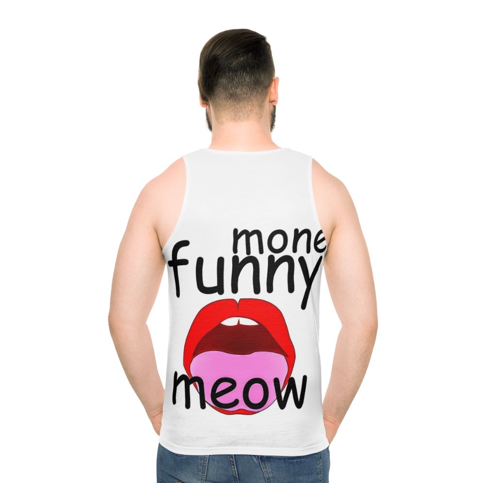 Funny unisex tank top with pop culture graphics - men back