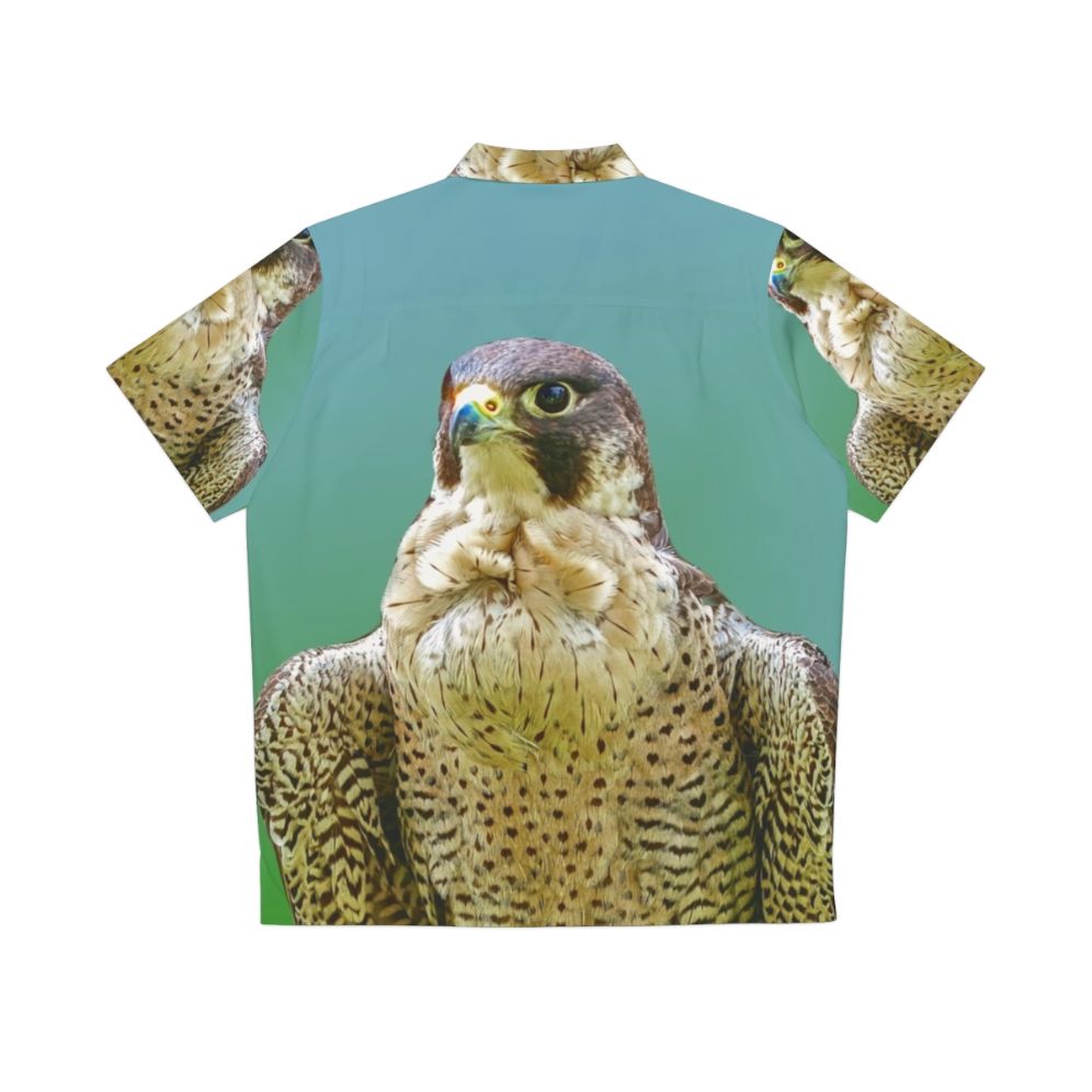 Majestic Peregrine Falcon Hawaiian Shirt featuring a bird of prey design - Back