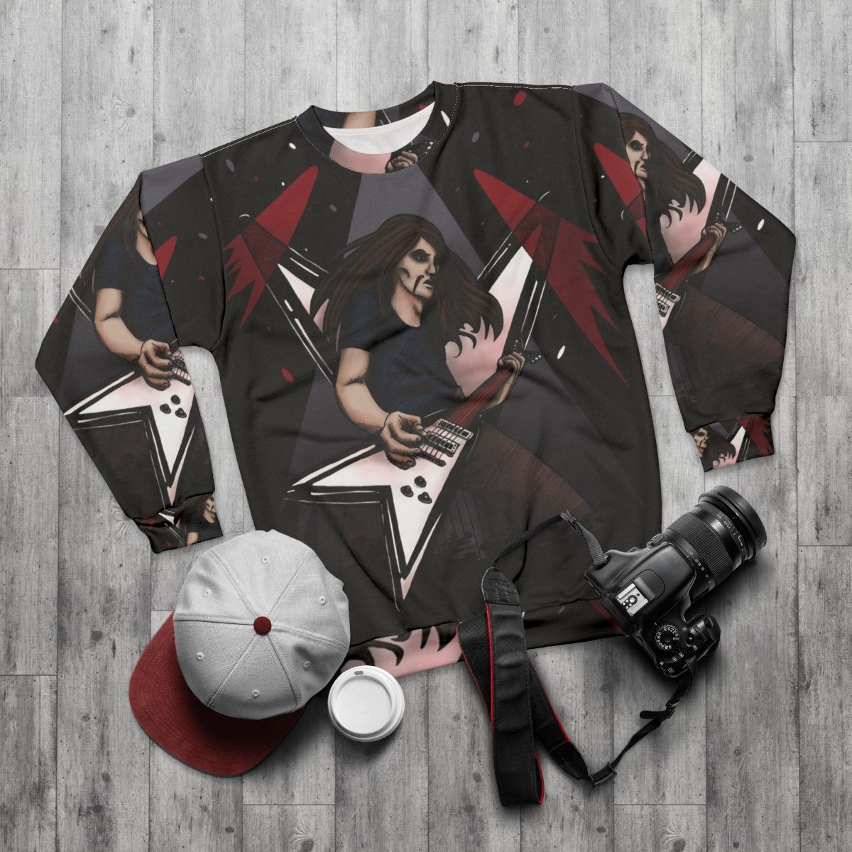 Metalocalypse Toki Wartooth Playing Guitar on Stage Graphic Sweatshirt - flat lay