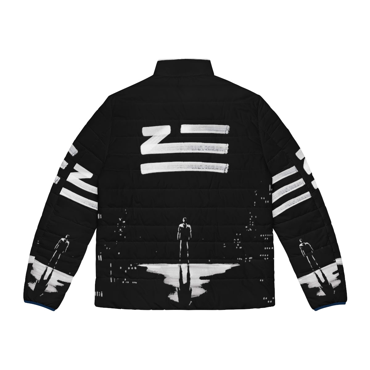 Zhu puffer jacket with electronic music and urban design elements - Back