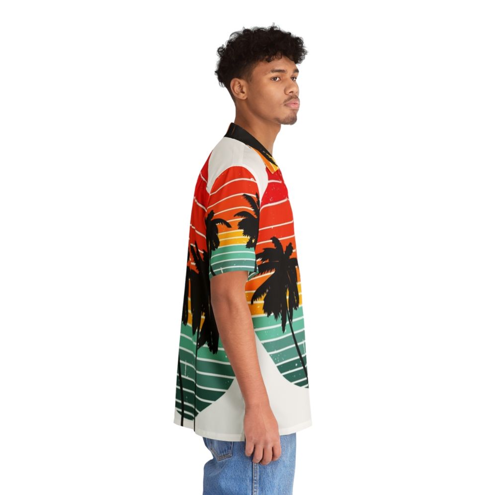 Vibrant black Hawaiian shirt with colorful tropical design - People Pight