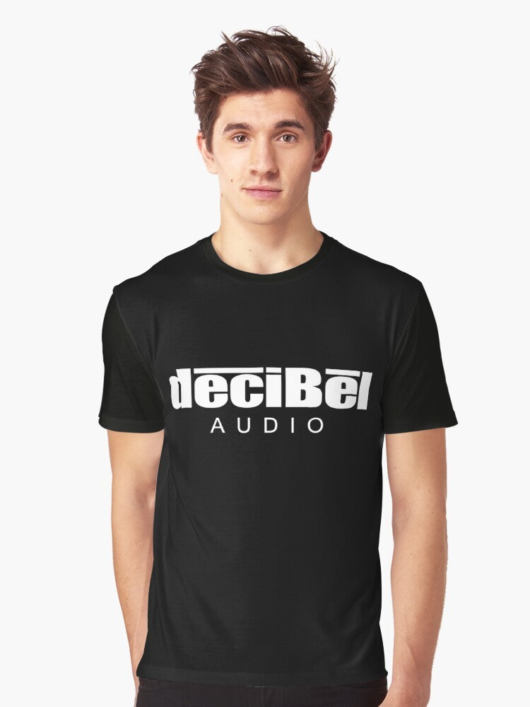 High-quality graphic t-shirt featuring a decibel audio design for music lovers and audiophiles - Men