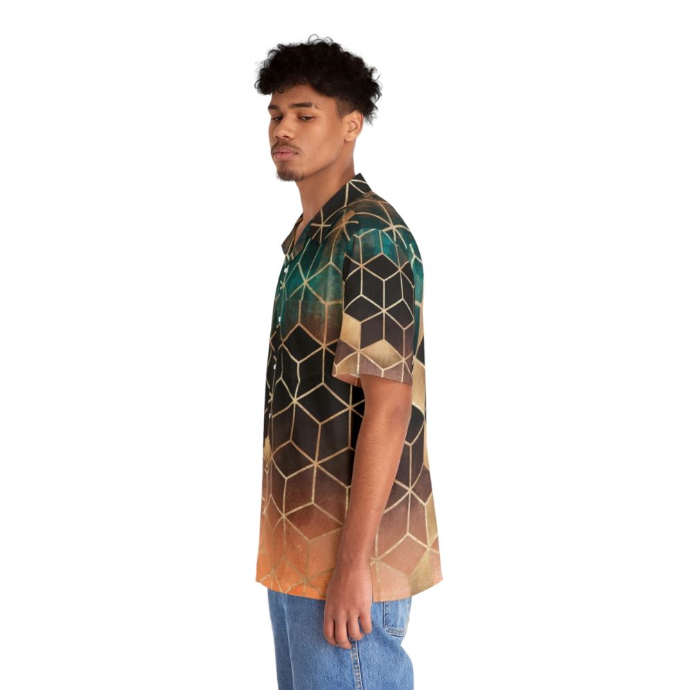 Ombre Cubes Hawaiian Shirt with Geometric Pattern - People Left