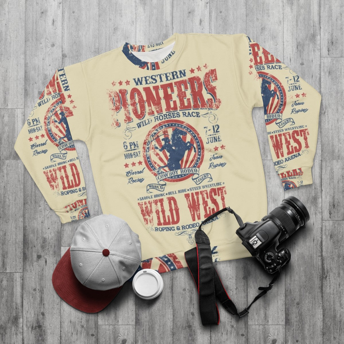 Vintage Western Pioneers Sweatshirt - flat lay