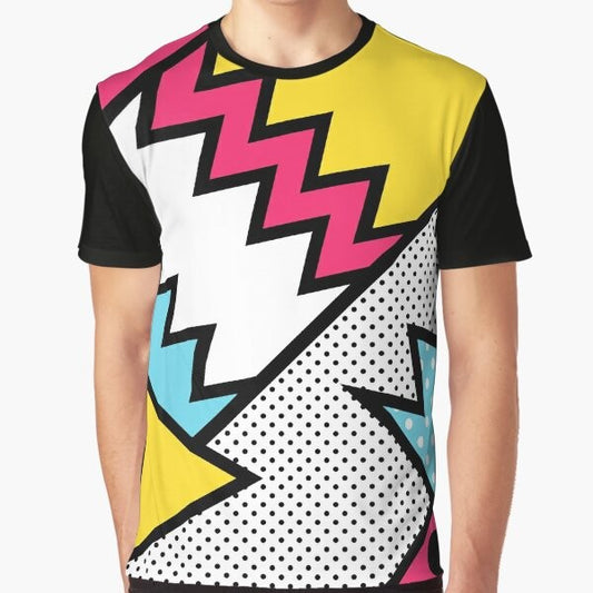 Colorful abstract 80s Memphis pattern graphic t-shirt