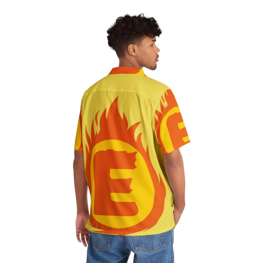 Superhero Letter E Fire Insignia Hawaiian Shirt - People Back