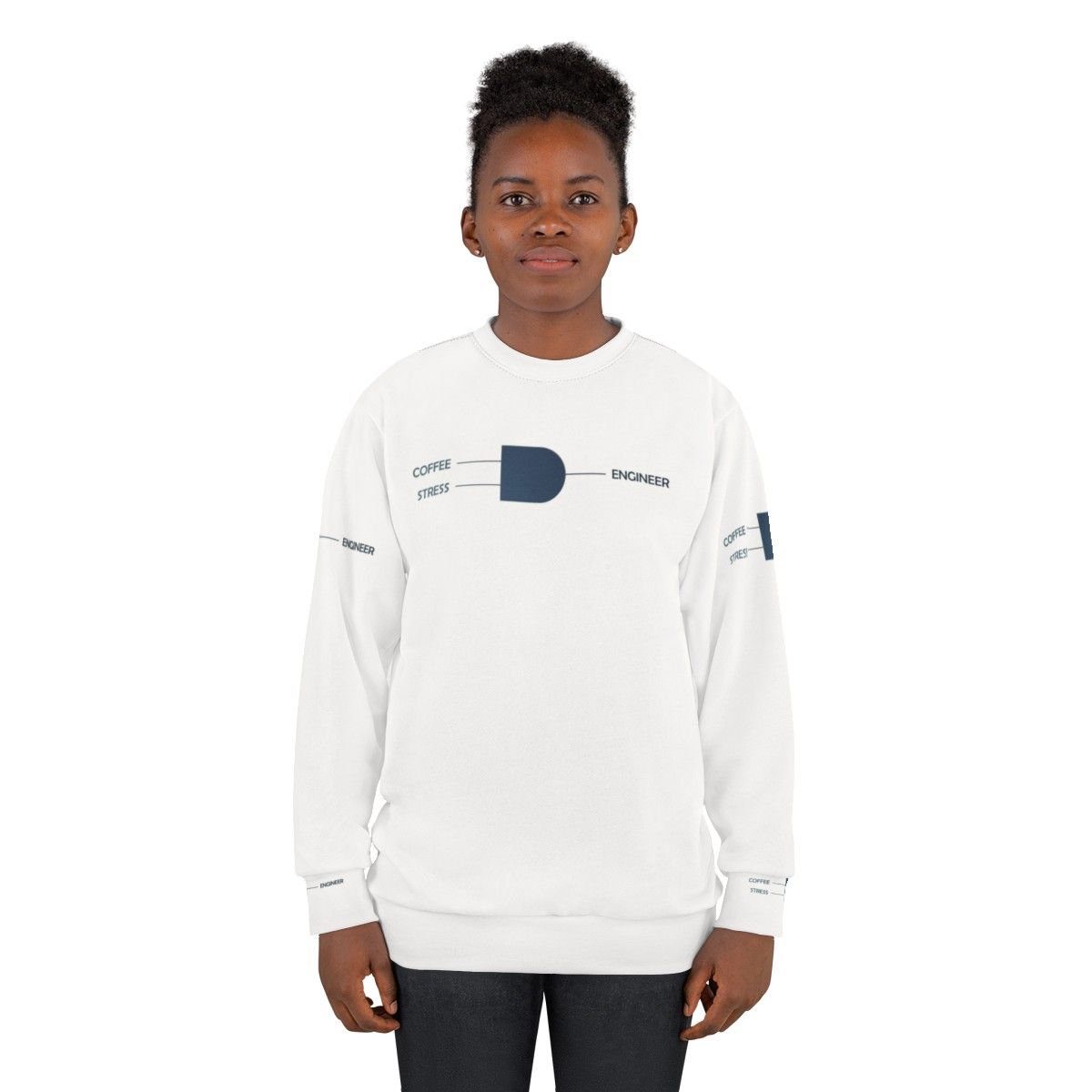 And Gate Sweatshirt featuring an electronics and engineering pun design - women