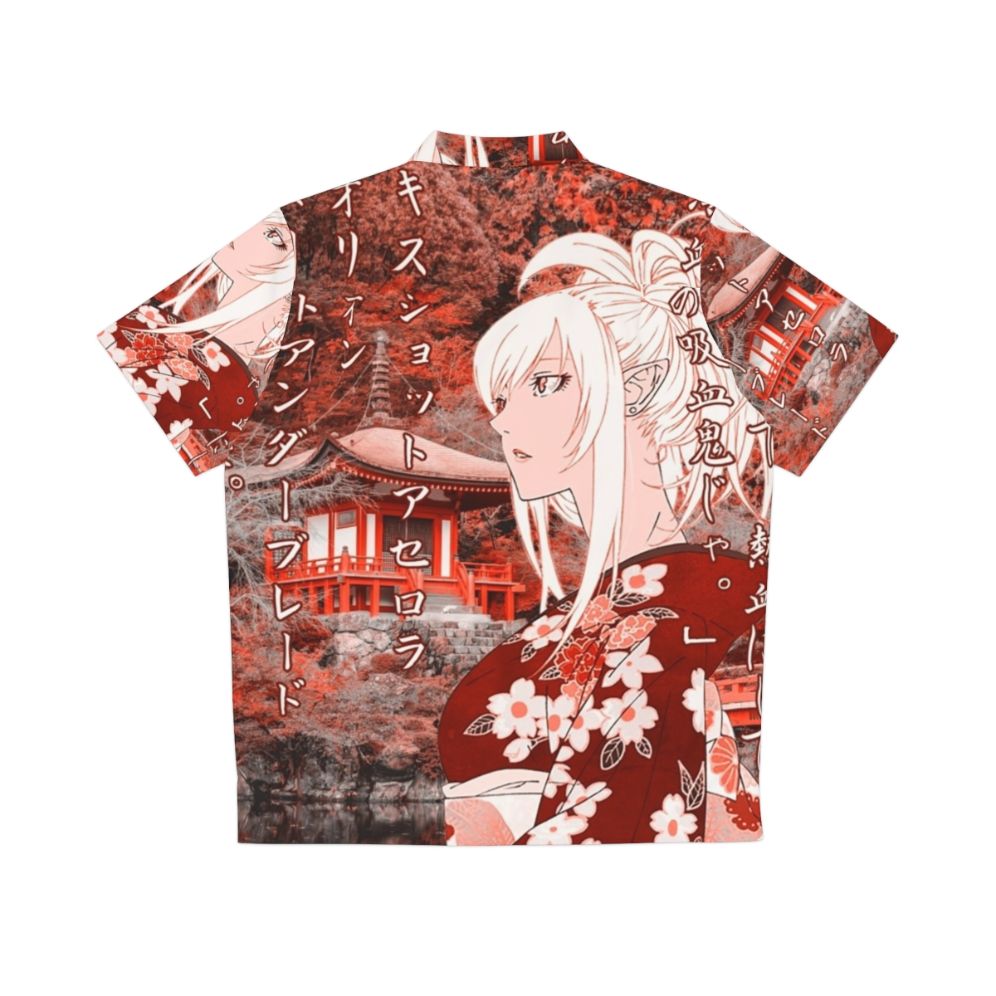 Anime-inspired Hawaiian shirt with Kizumonogatari-themed graphics - Back