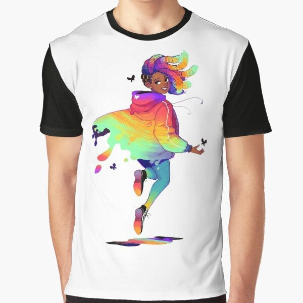 Raincoat graphic t-shirt with bold black art design