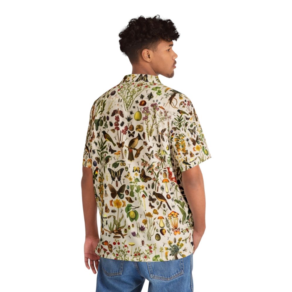 Colorful Hawaiian shirt featuring detailed illustrations of American plants, animals, and flora - People Back