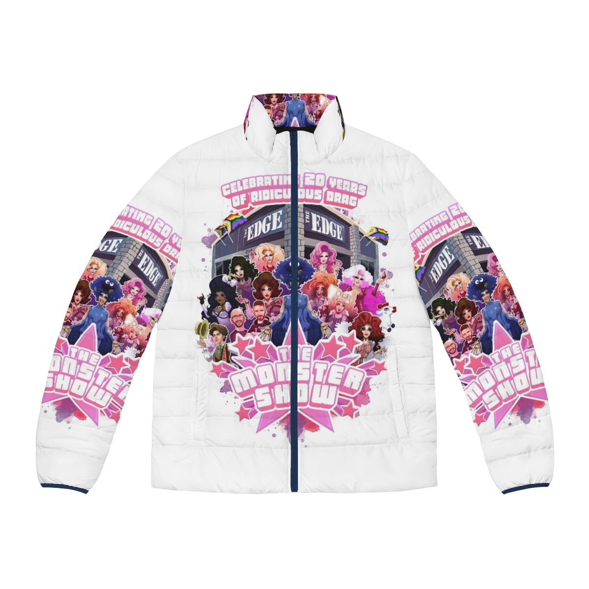 20th Anniversary Puffer Jacket featuring LGBT and drag show themes