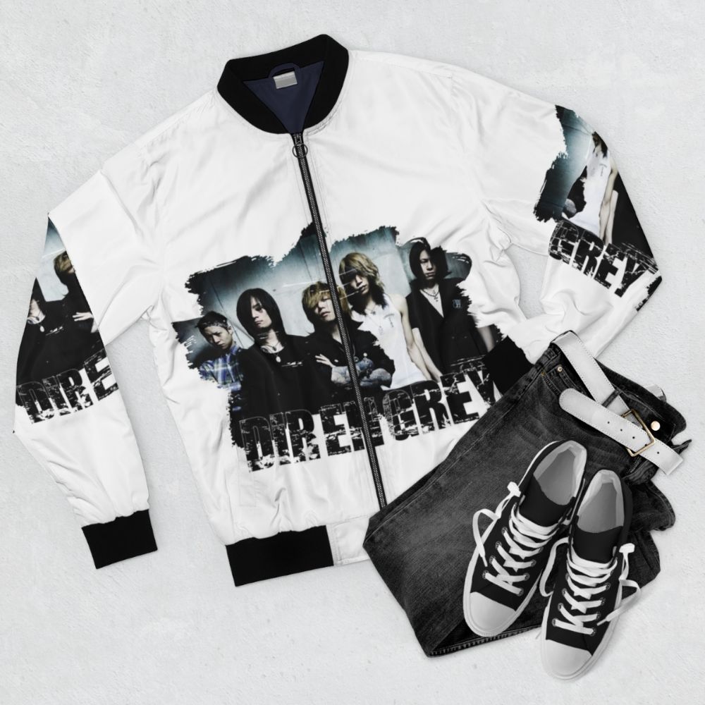 Dir En Grey Japanese metal band bomber jacket featuring their logo and band name - Flat lay