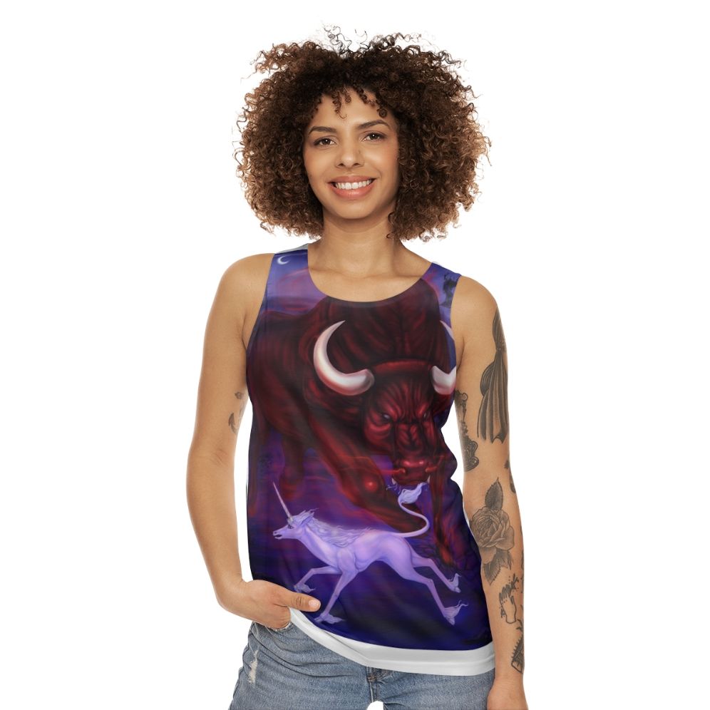 Unicorn and Bull Unisex Fantasy Tank Top - women