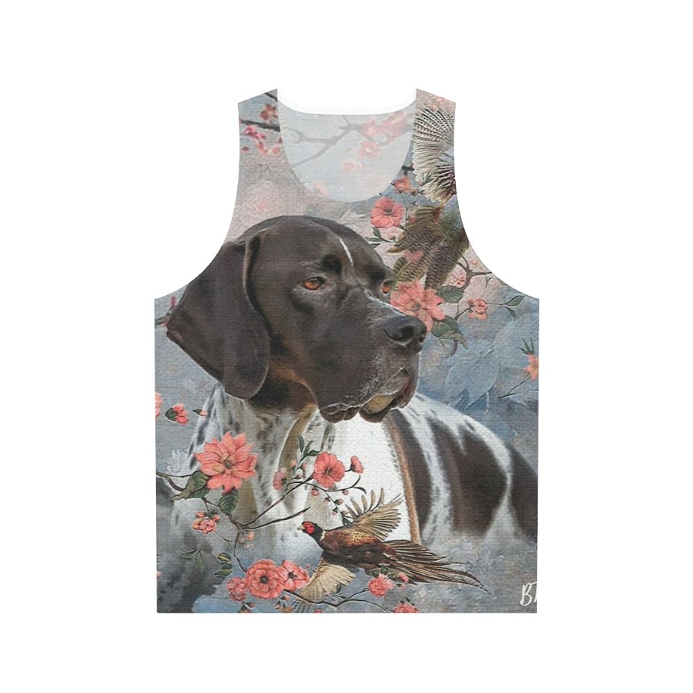 Pointer dog with pheasants on a unisex tank top