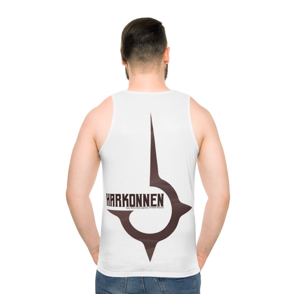 Dune House Harkonnen Mahogany Unisex Tank Top - men back