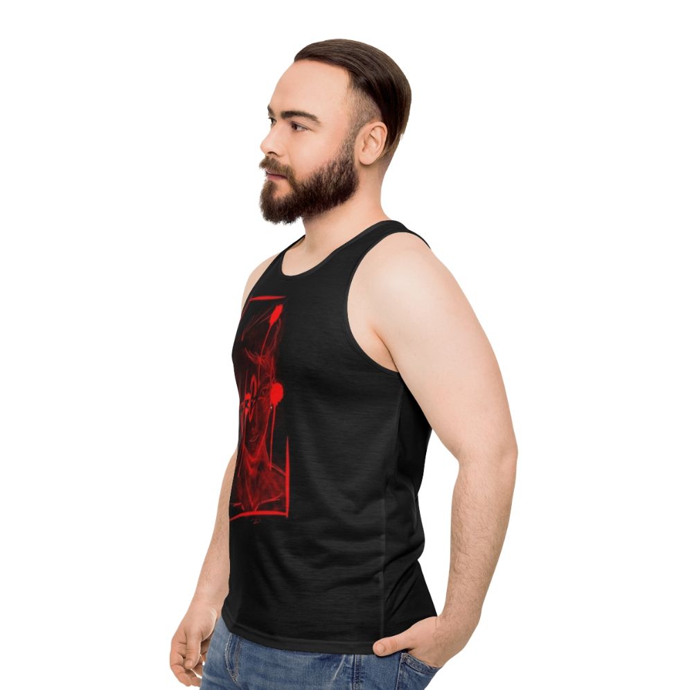 Unisex black tank top for comfortable and athletic wear - men side