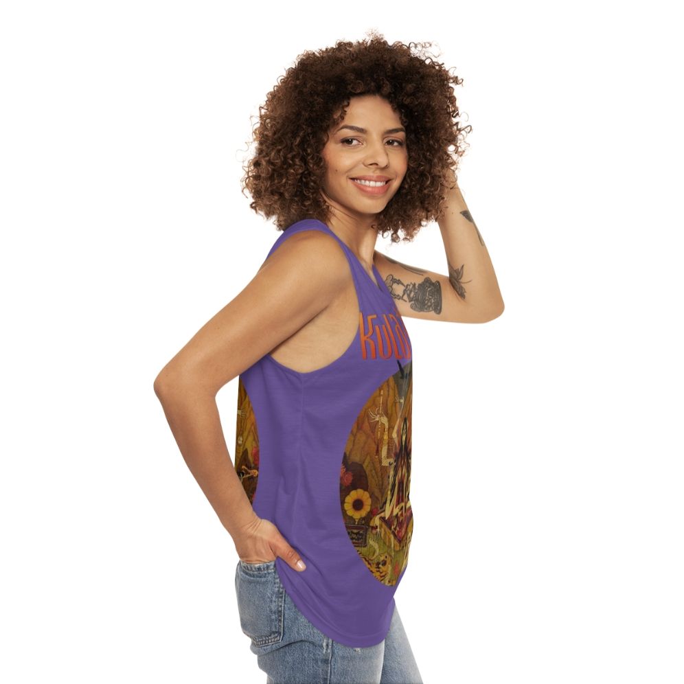 Retro Unisex Tank Top with Indie Hindi Music Graphic - women side