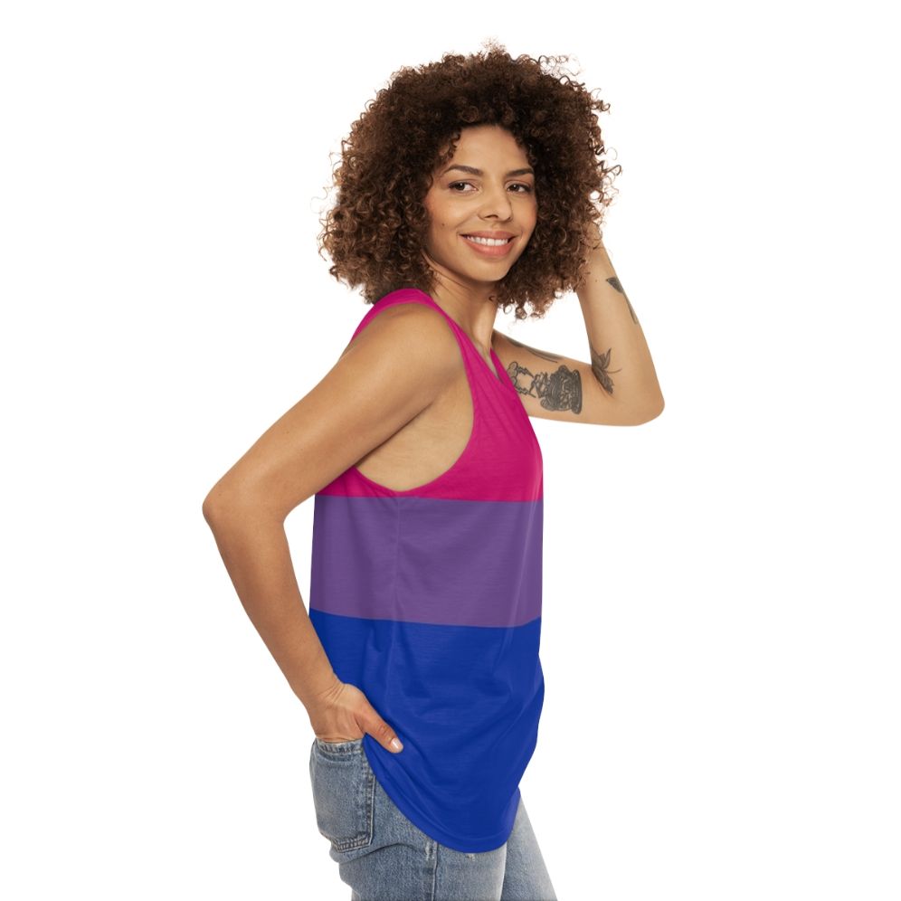 Bisexual pride flag unisex tank top - women side