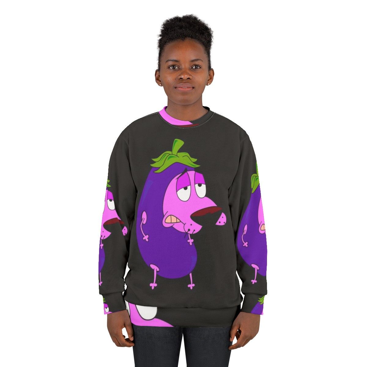 Courage The Cowardly Dog Sweatshirt featuring the iconic pink anthropomorphic dog character - women