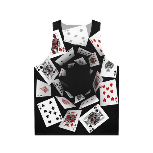 Unisex tank top with a falling playing cards design