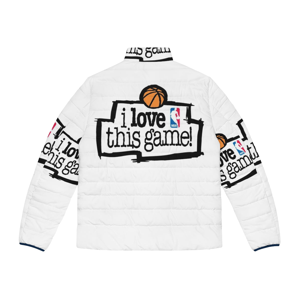 "I Love This Game" puffer jacket with sports fan graphic - Back