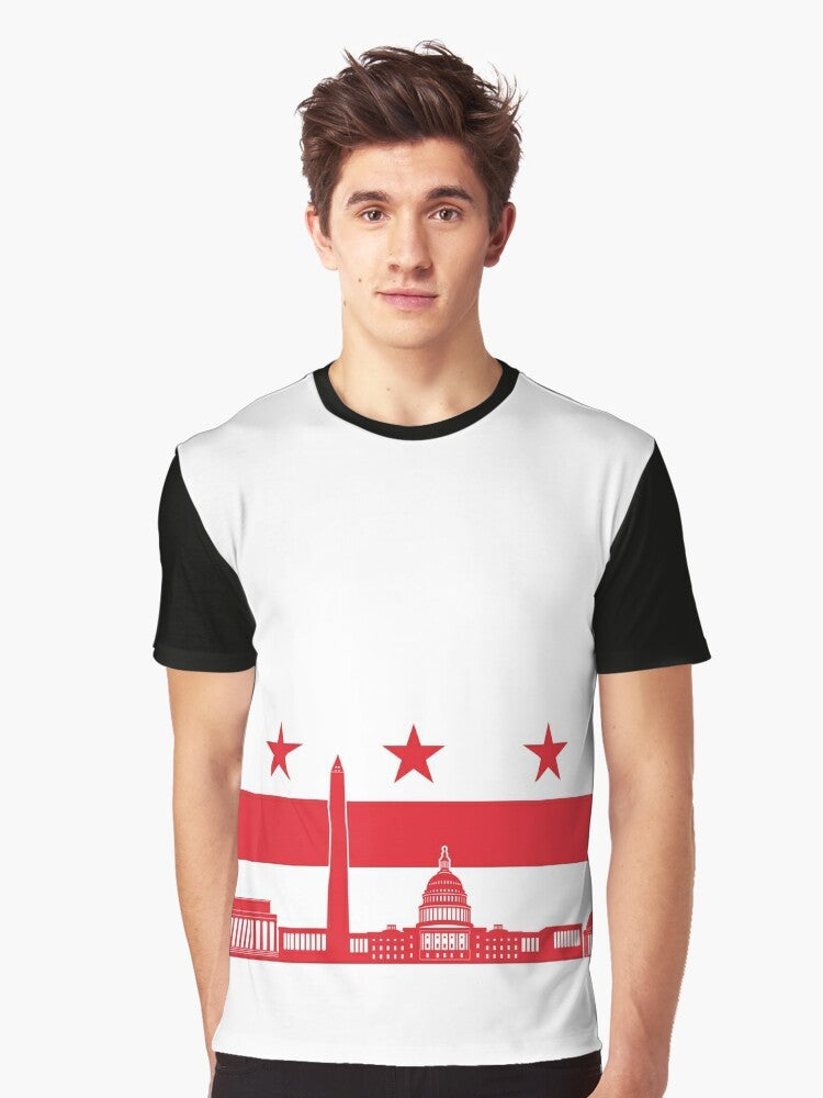 Washington DC Capital City Skyline Flag Graphic T-Shirt Design - Men