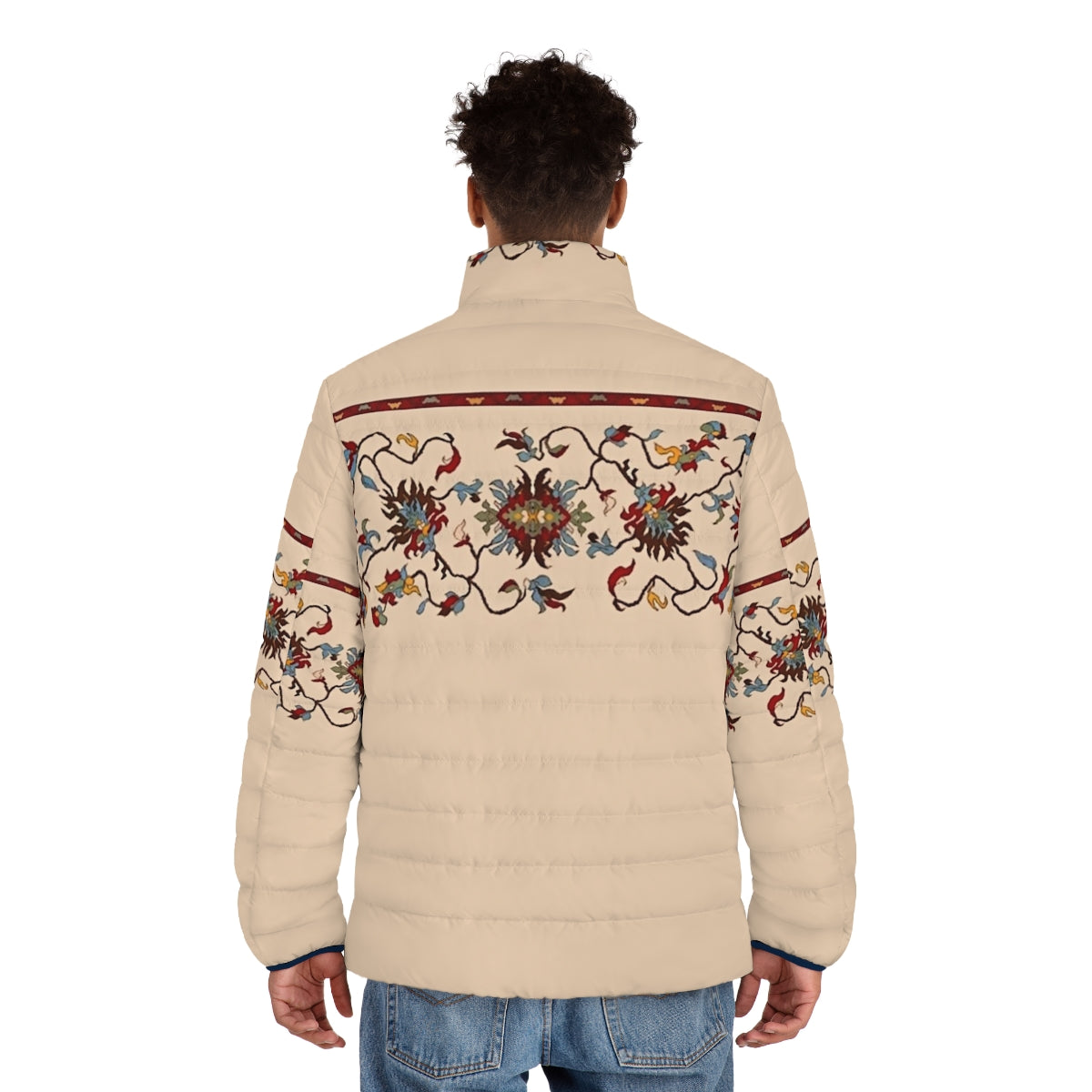 Armenian Traditional Art 2.0 Puffer Jacket featuring ancient Armenian designs and patterns - men back