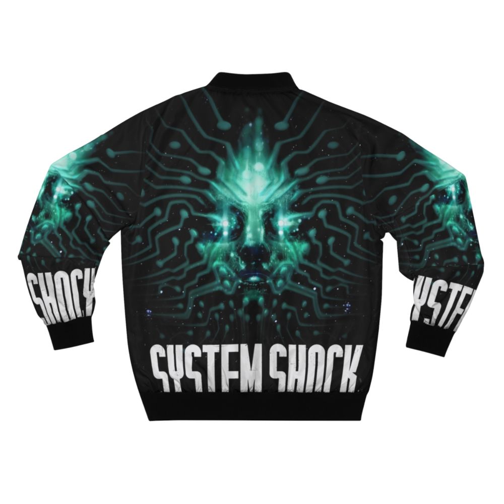 System Shock Bomber Jacket with Iconic Video Game Logo - Back