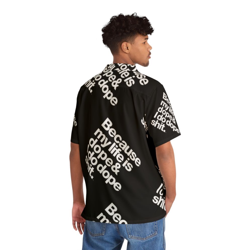 Kanye West Hawaiian Shirt featuring bold "My Life Is Dope" quote - People Back