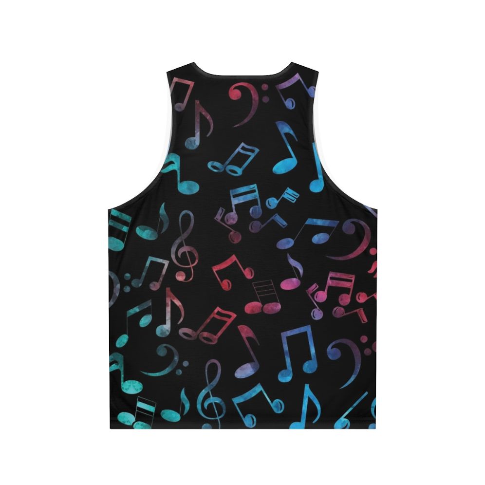 Colorful music notes watercolor pattern unisex tank top - Back