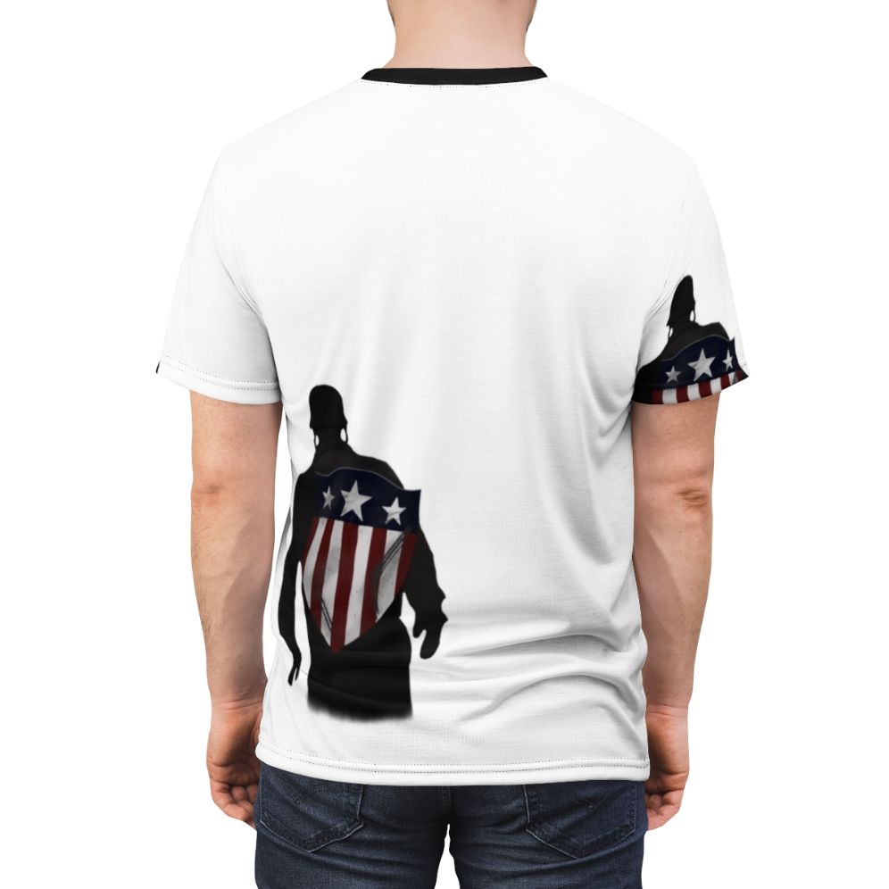 Patriotic Superhero Fan T-Shirt with "I Can Do This All Day" Design - men back