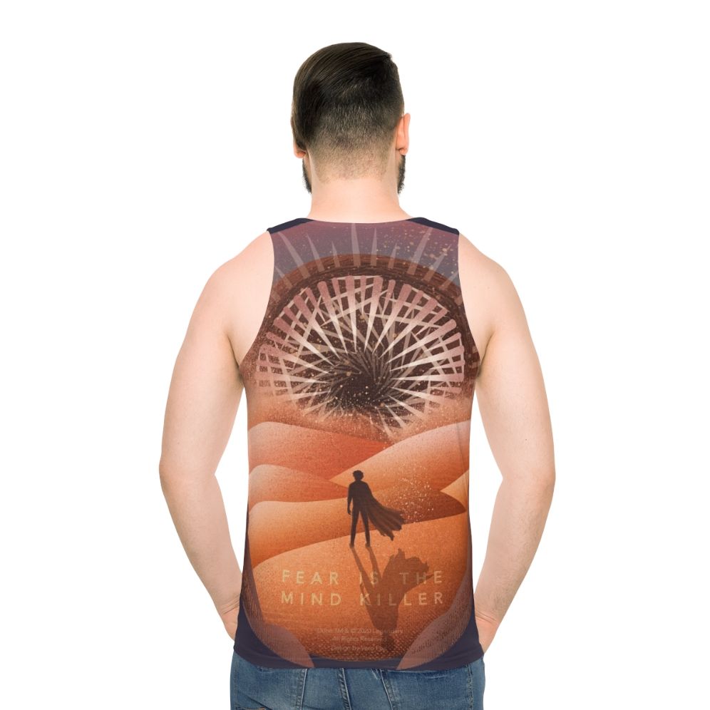 Dune-inspired "Fear is the Mind Killer" unisex tank top - men back