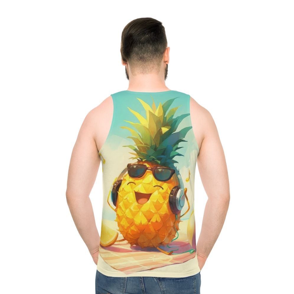 Pineapple tank top with headphones design - men back