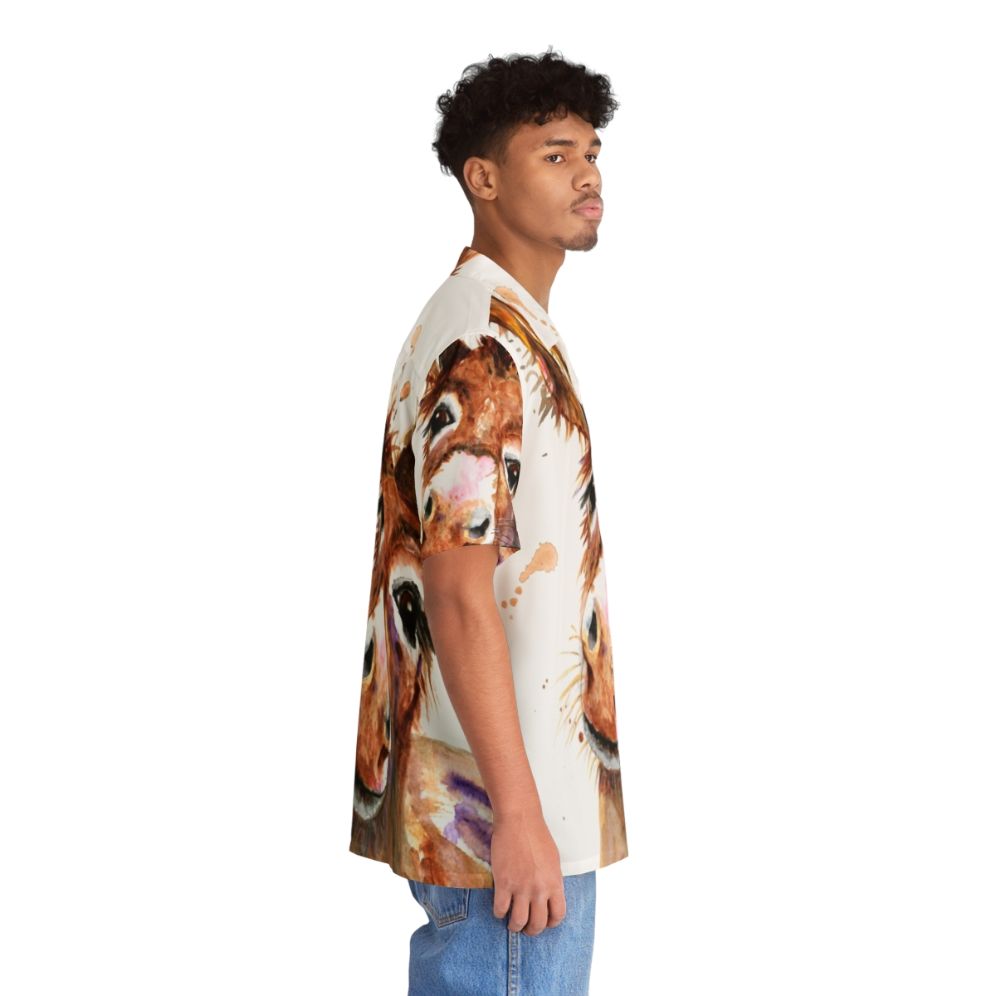 Cute donkey face graphic printed on a Hawaiian-style button-down shirt - People Pight