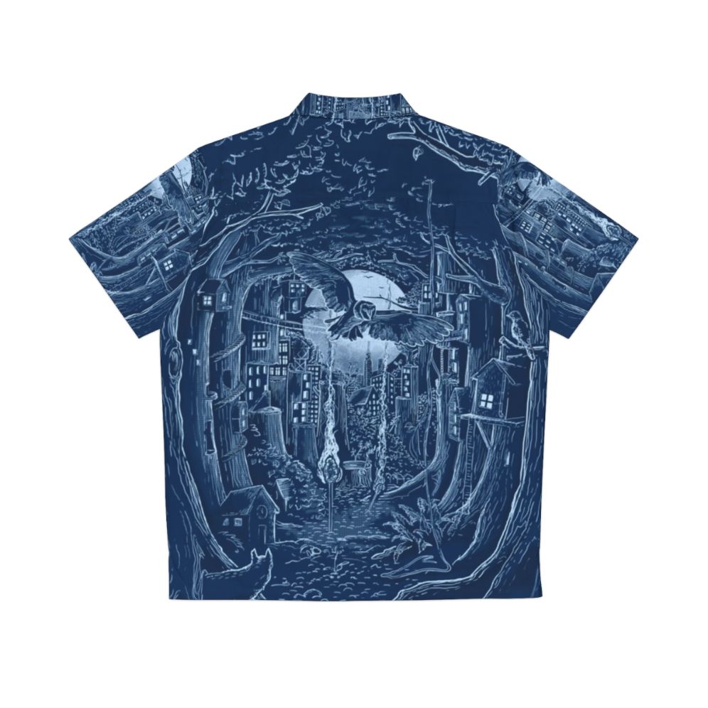 Enchanted Forest Hawaiian Shirt with forest, moon, and animal design - Back