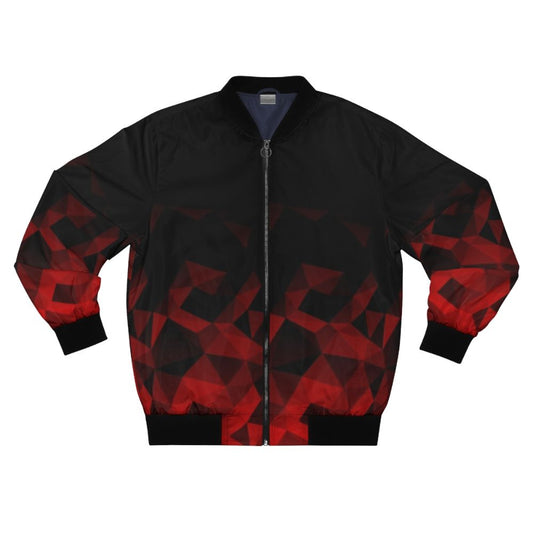 Abstract geometric polygonal pattern bomber jacket in red and black colors