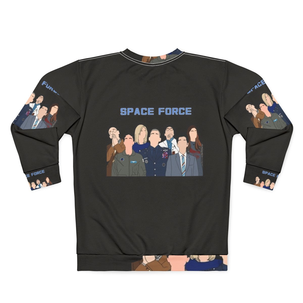 Space Force Sweatshirt with Moon and Astronaut Graphics - Back