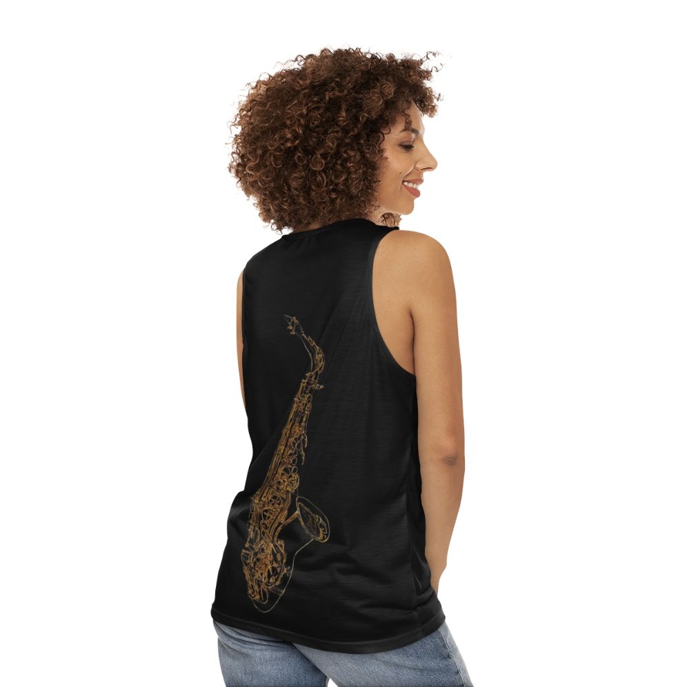 Saxophone Jazz Blues Art Design Unisex Tank Top - women back