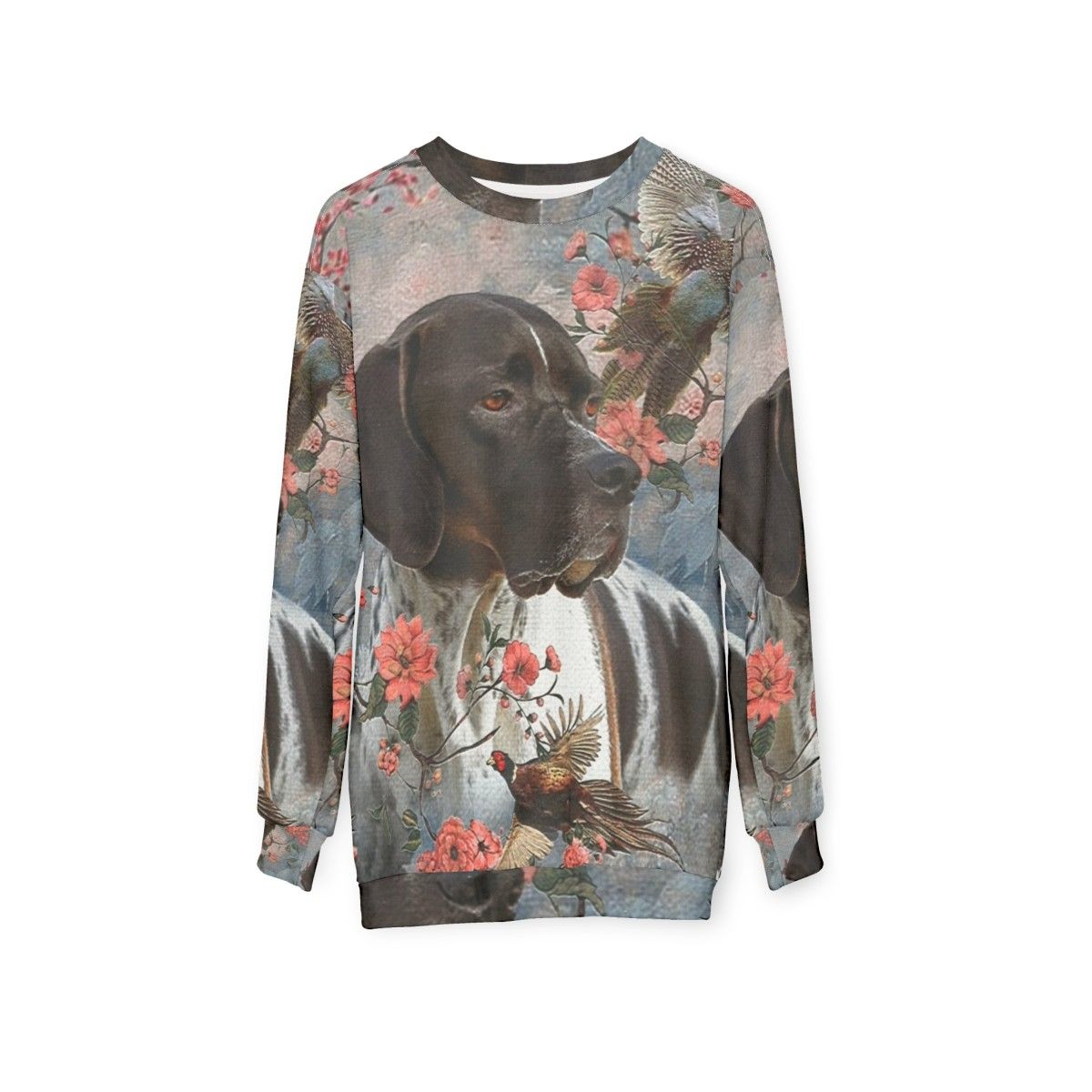 Pointer dog with pheasants on sweatshirt - hanging