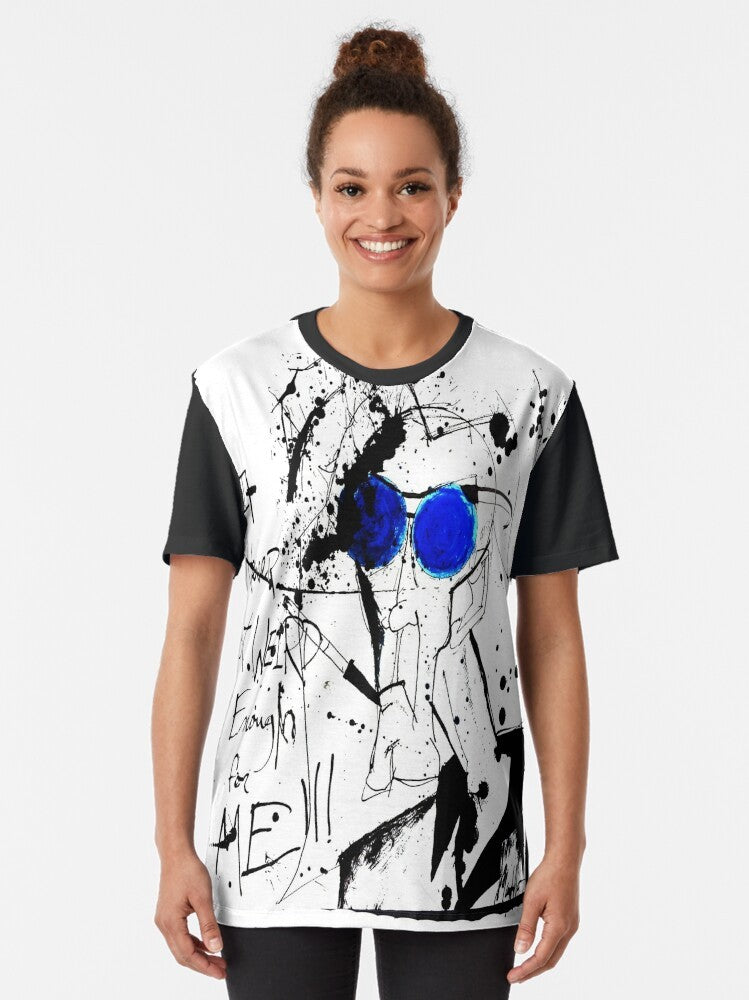 "It Never Got Weird Enough for Me!" graphic t-shirt featuring a splattered, deviant design inspired by the works of Hunter S. Thompson and Ralph Steadman - Women