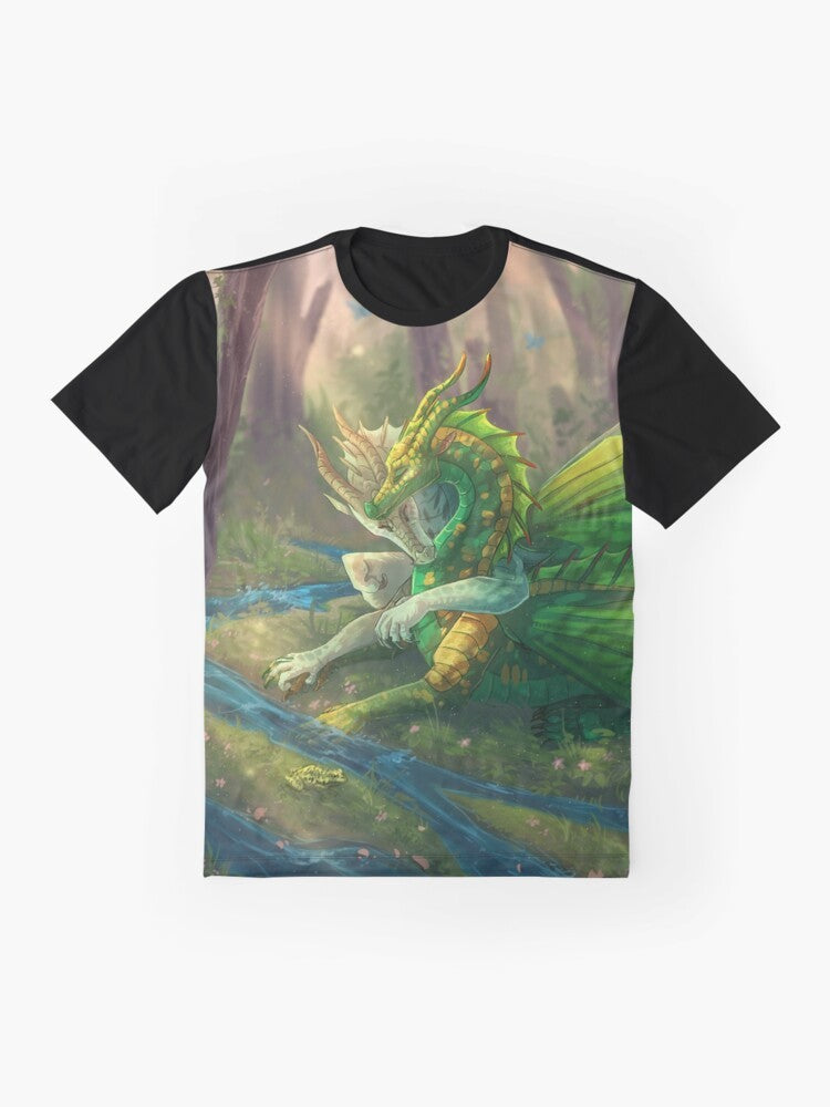 Graphic t-shirt featuring Sundew and Willow from the Wings of Fire fantasy book series - Flat lay