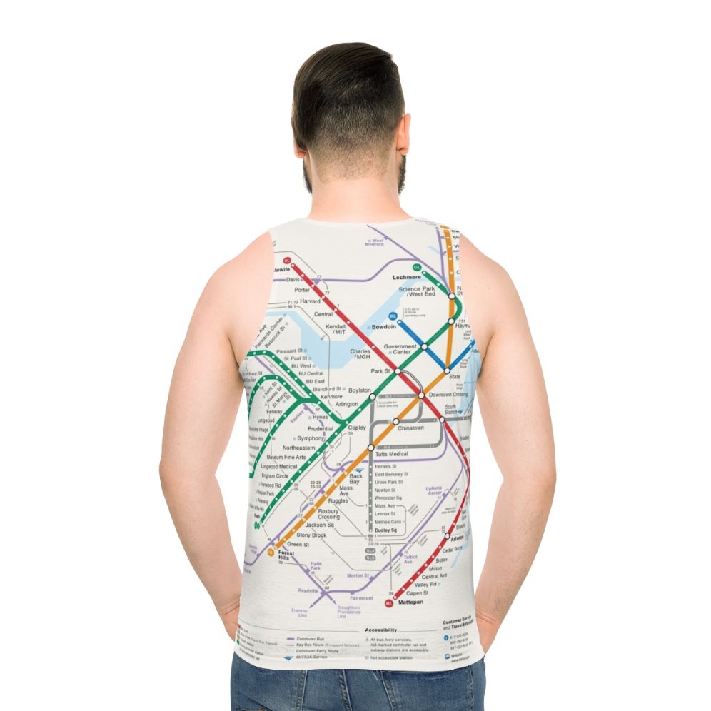 Boston transportation map unisex tank top - men back