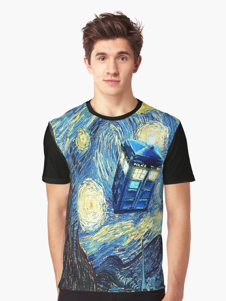 Van Gogh Graphic T-Shirt featuring Doctor Who and space travel imagery - Men