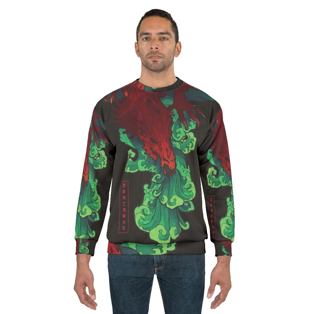 Japanese Dracarys Sweatshirt with Dragon Graphic - men