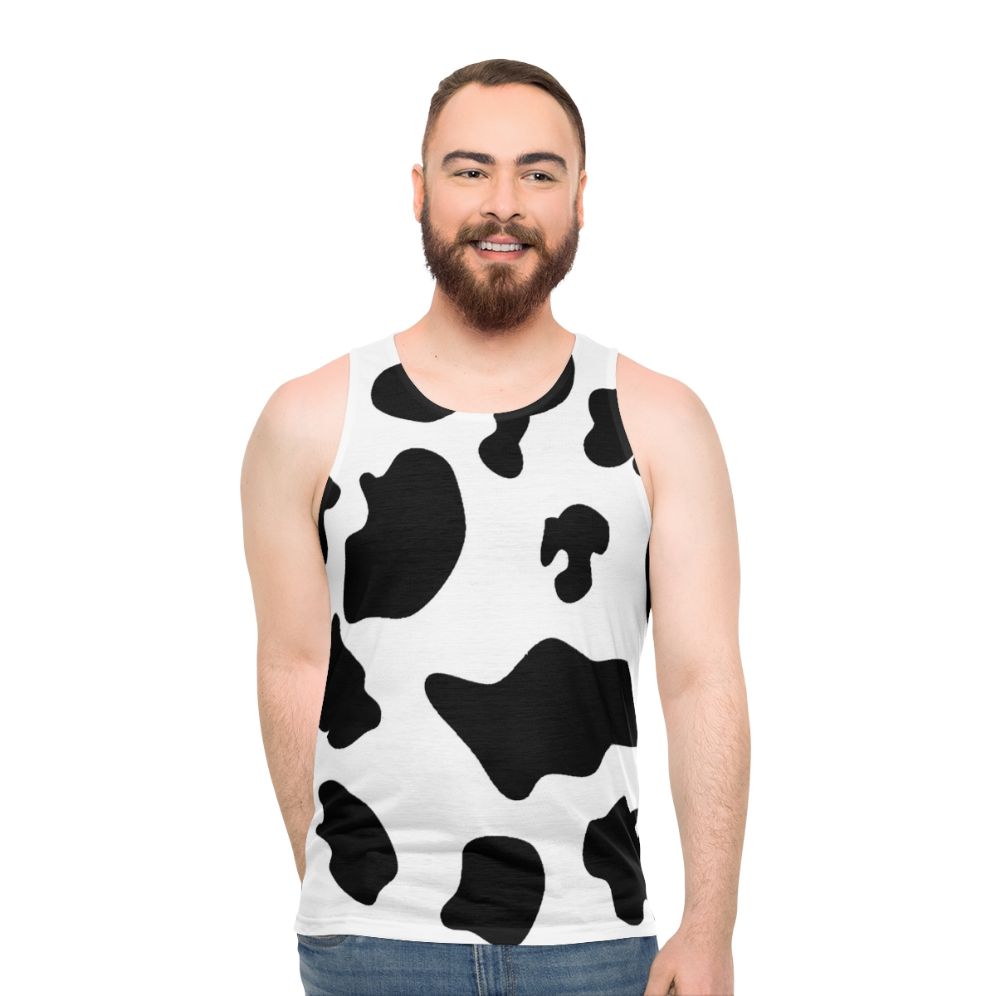 Cow print unisex tank top - men