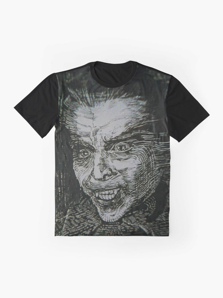 Vintage-style Dracula graphic t-shirt featuring the iconic Count Dracula and Hammer Horror imagery - Flat lay