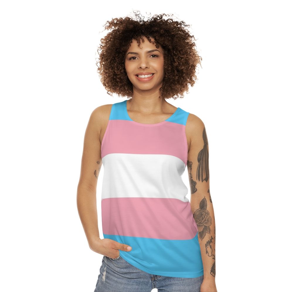 Transgender pride flag unisex tank top - women