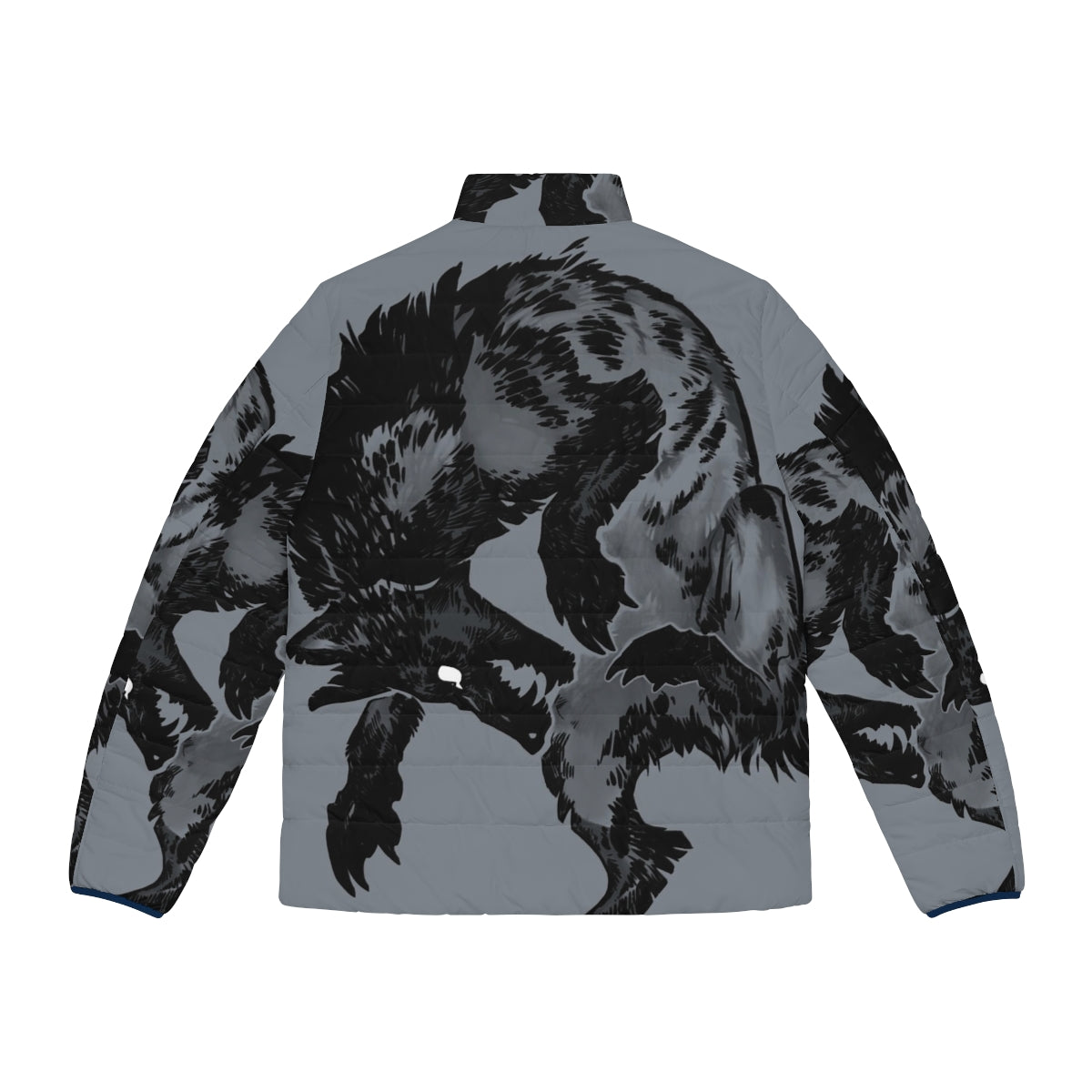 Hyena Puffer Jacket - Warm and Stylish Outerwear with a Creepy Canine Design - Back