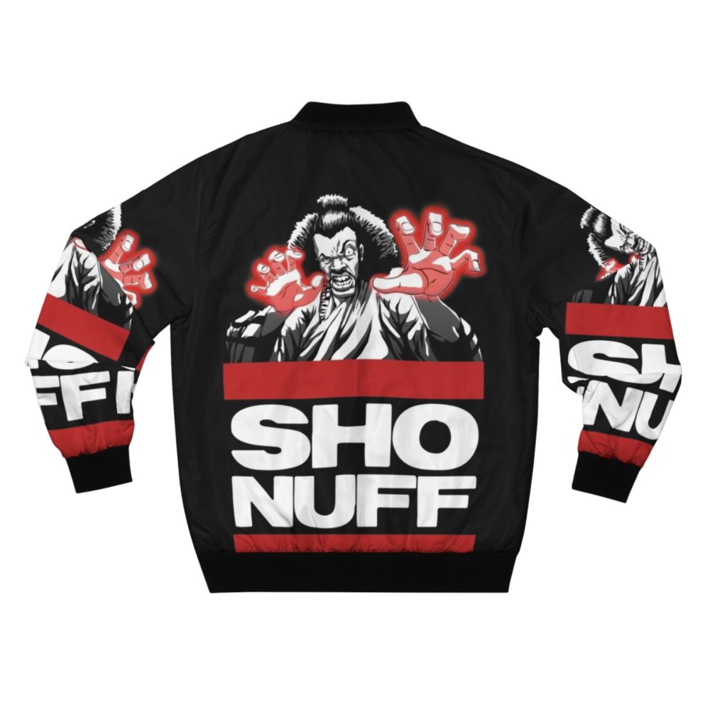 Vintage-style Shonuff bomber jacket featuring a graphic design inspired by the cult classic film "The Last Dragon" - Back